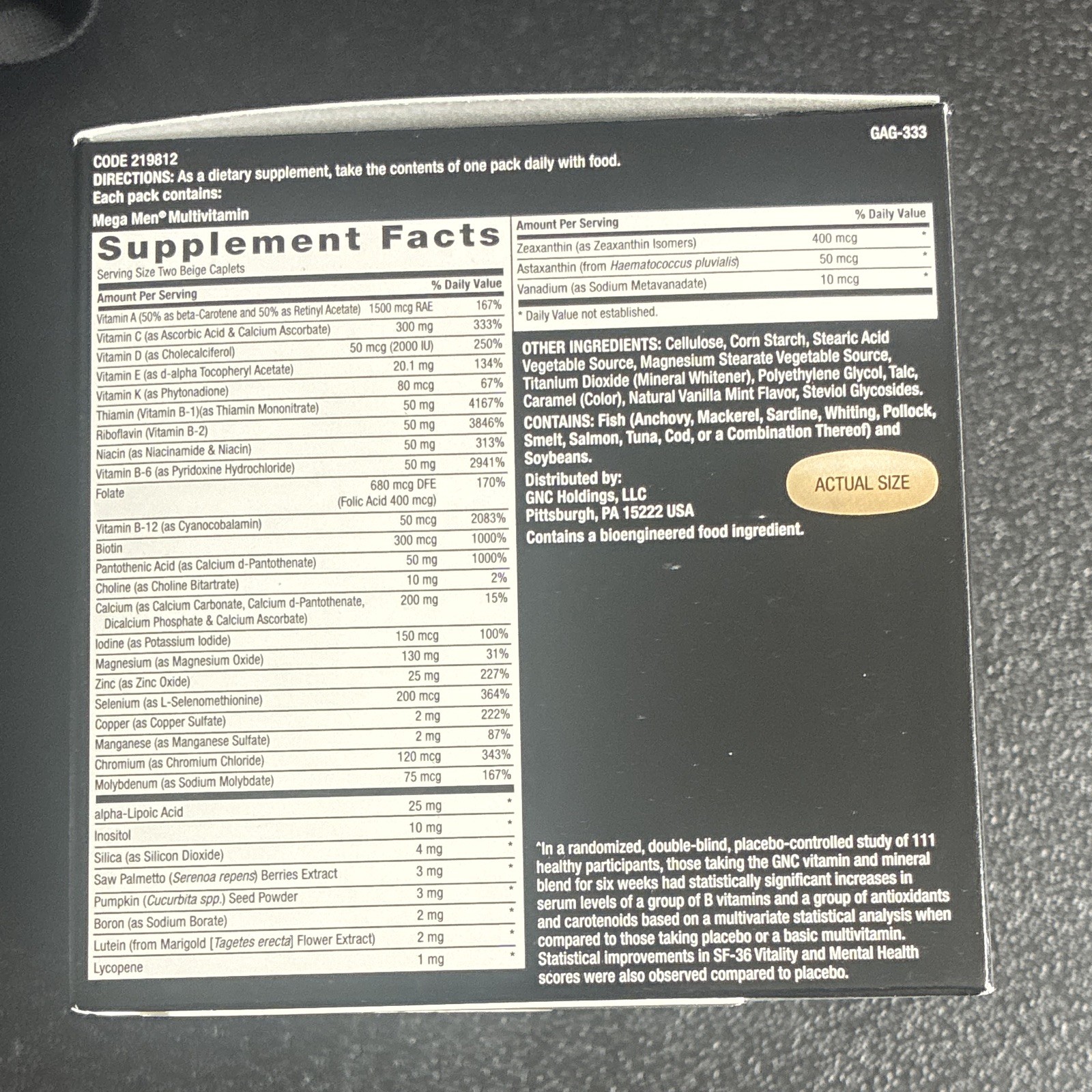 GNC Mega Men Performance & Vitality Vitapak Multivitamin 30 Pk GF 06/27