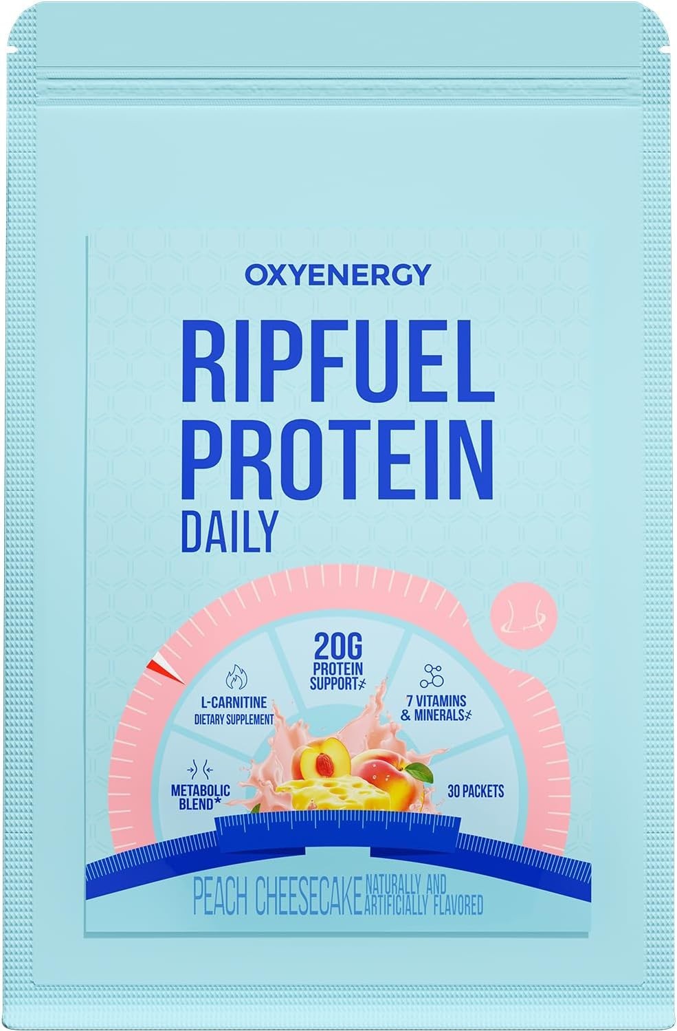 OxyEnergy RIPFUEL Protein Daily，Peach Cheesecake，Triple Protein Supplement