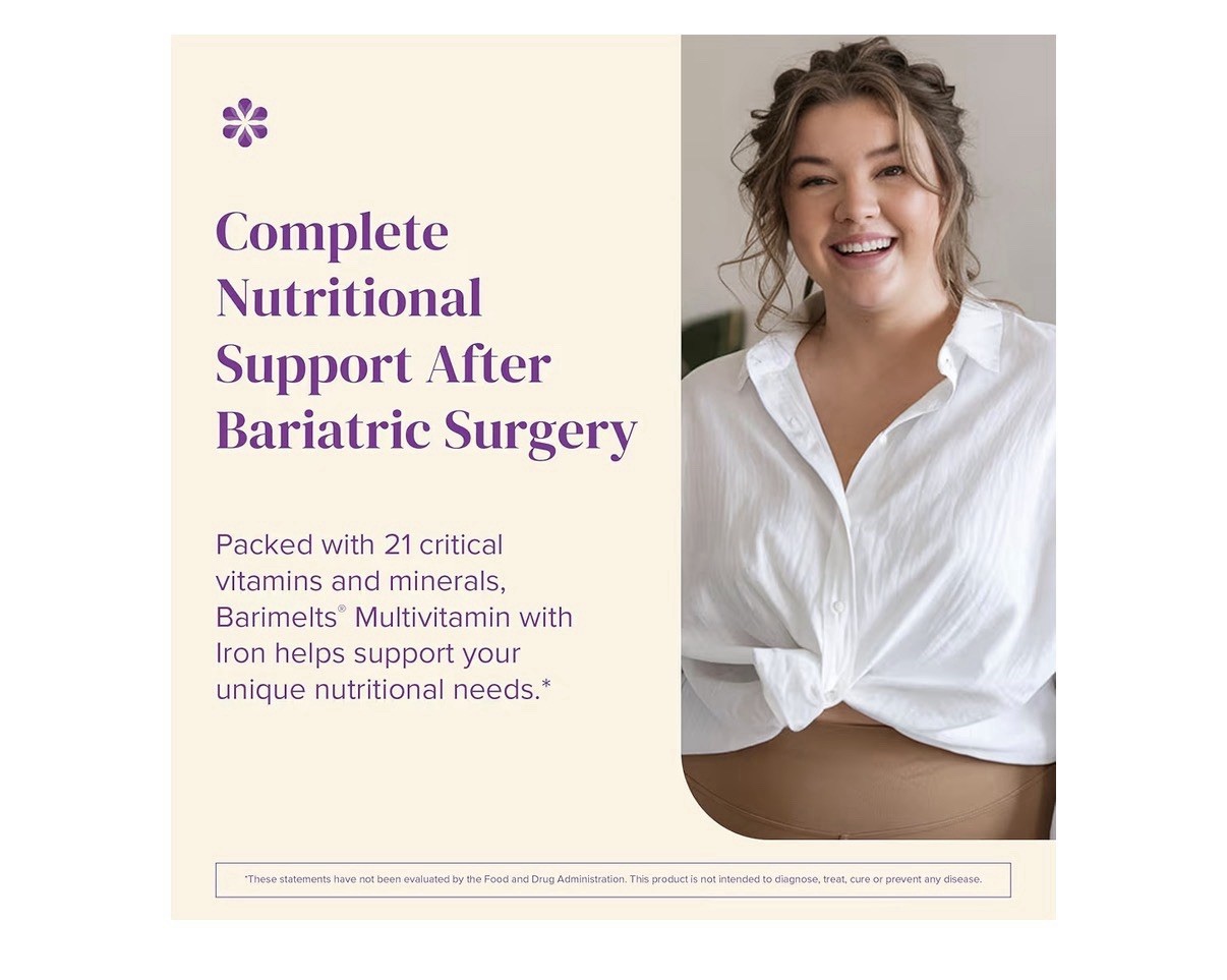BariMelts Multivitamin with Iron Bariatric Vitamins for Women 60 Fruit Tablets