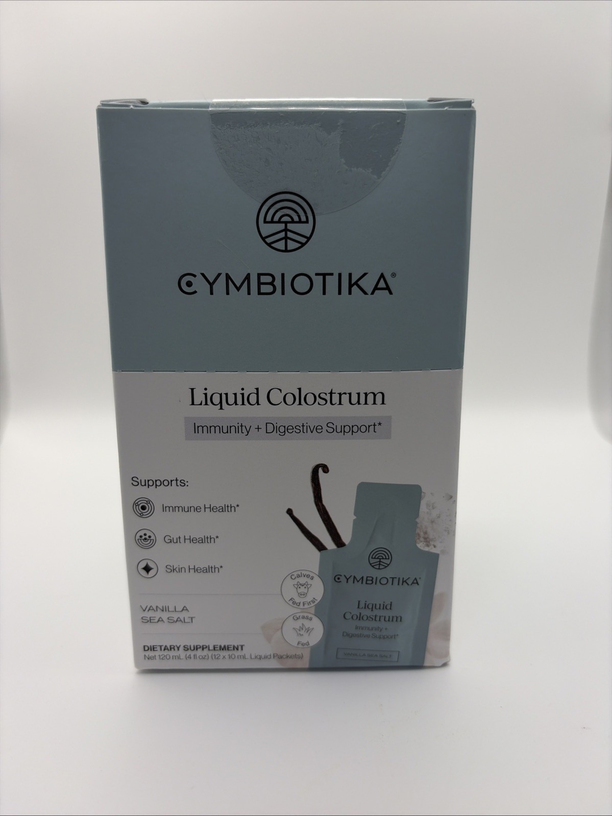 Cymbiotika Vanilla Sea Salt Liquid Colostrum 12 Liquid Packs Immune,Gut & Skin