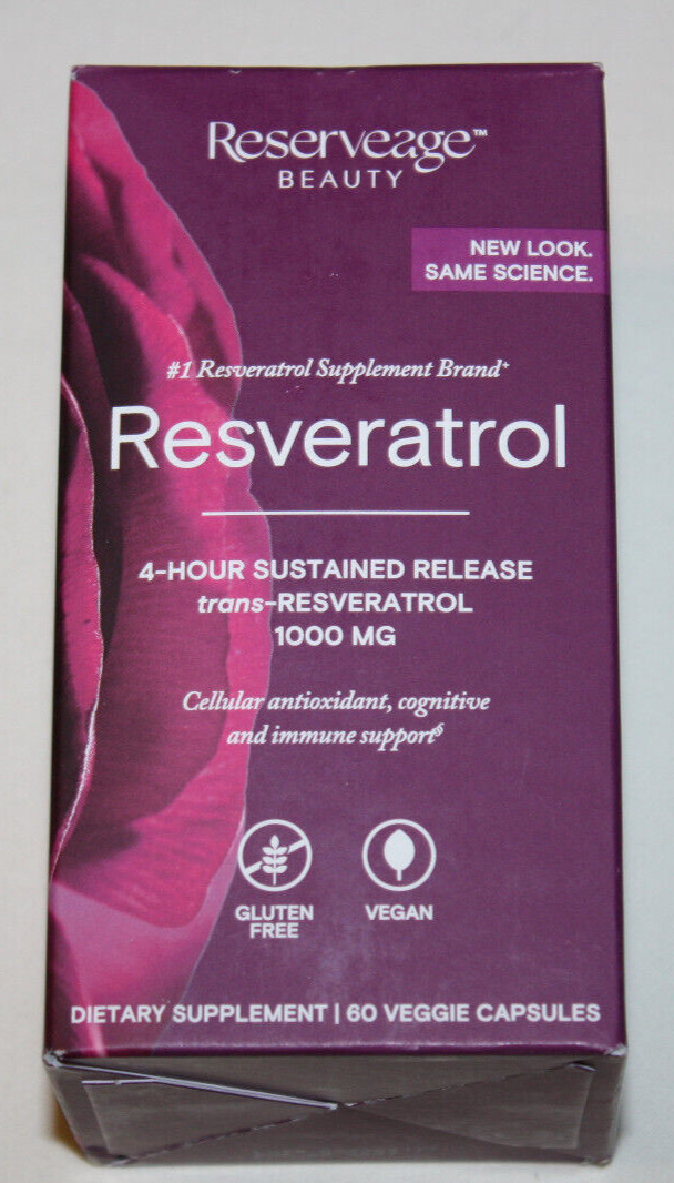 Reserveage Resveratrol 1000 mg Dietary Supplement – 60 Capsules Exp 08/27 NEW