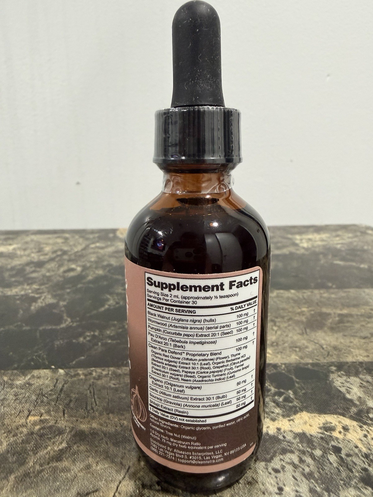Clean Nutra Para Defend Herbal Supplement Black Walnut Wormwood Liquid 2 oz