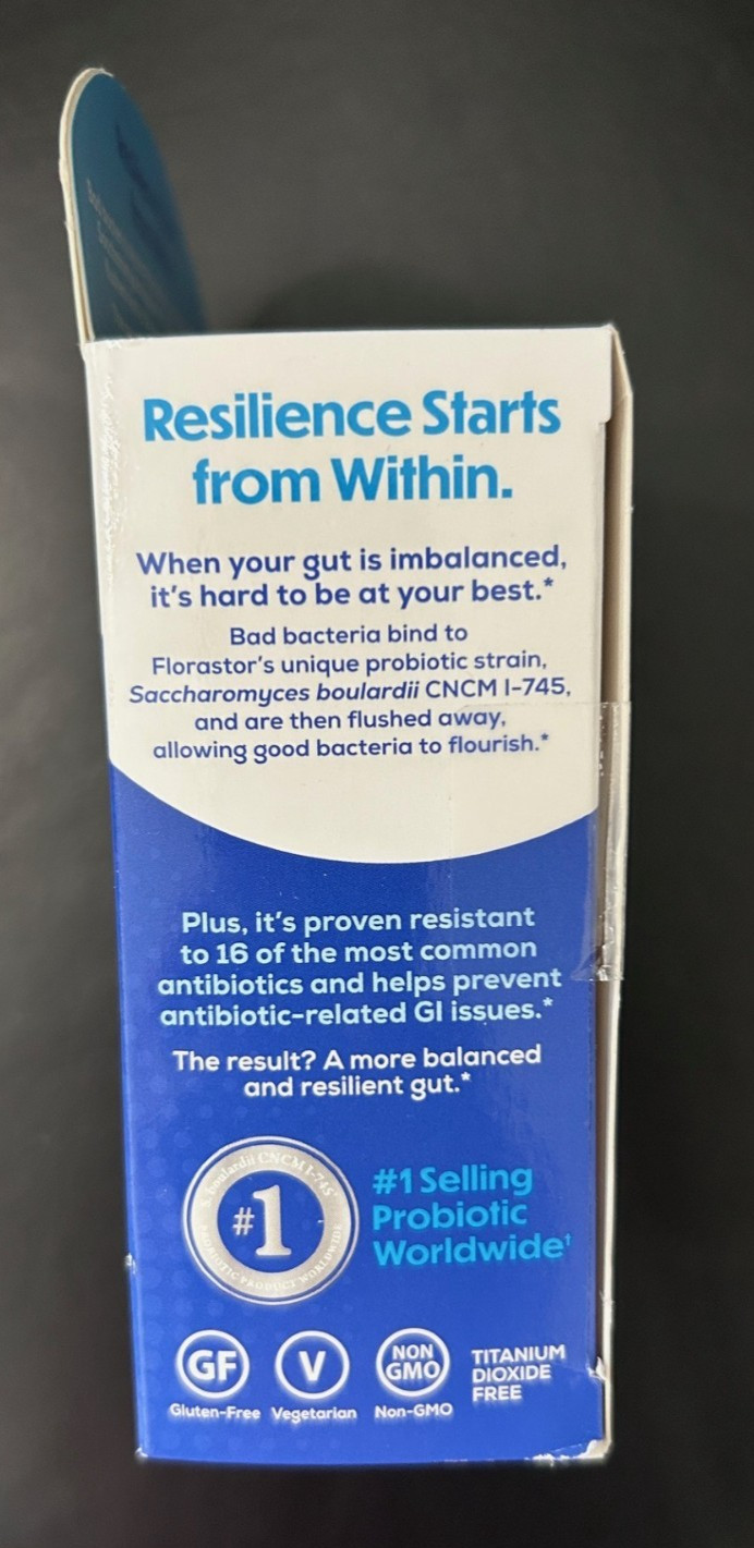 Florastor Dual Action Probiotic Supplement 250 MG Capsules 20 Count 9/26
