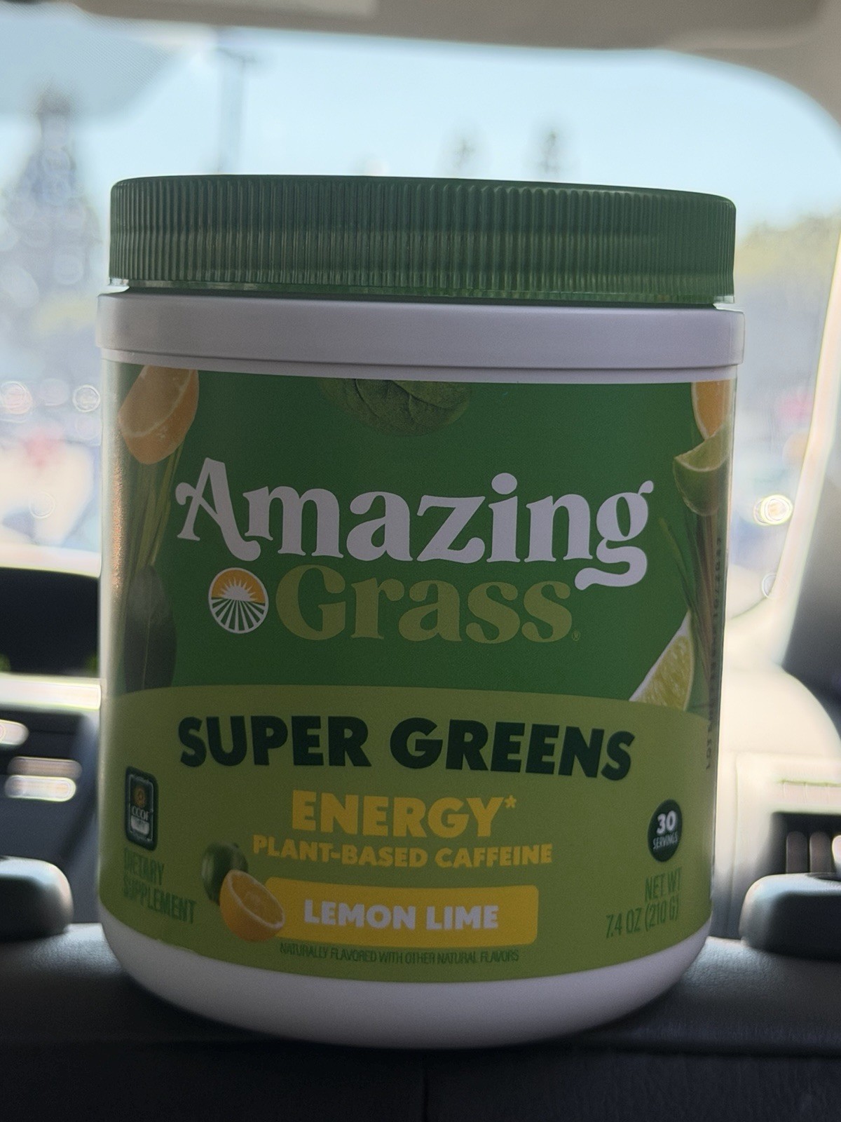 Amazing Grass Super Greens Energy Lemon Lime Powder 7.4 oz Plant-Based Caffeine