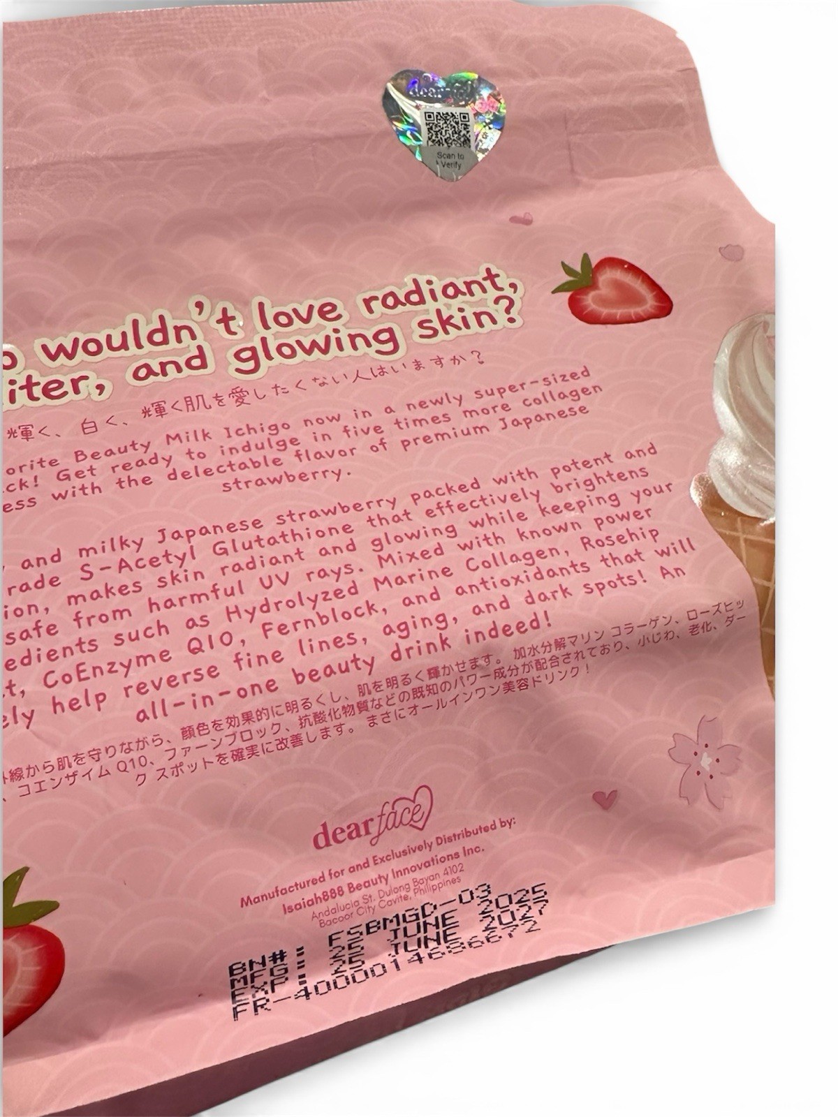📌SALE📌 Dear Face Beauty Milk Strawberry Drink 500g