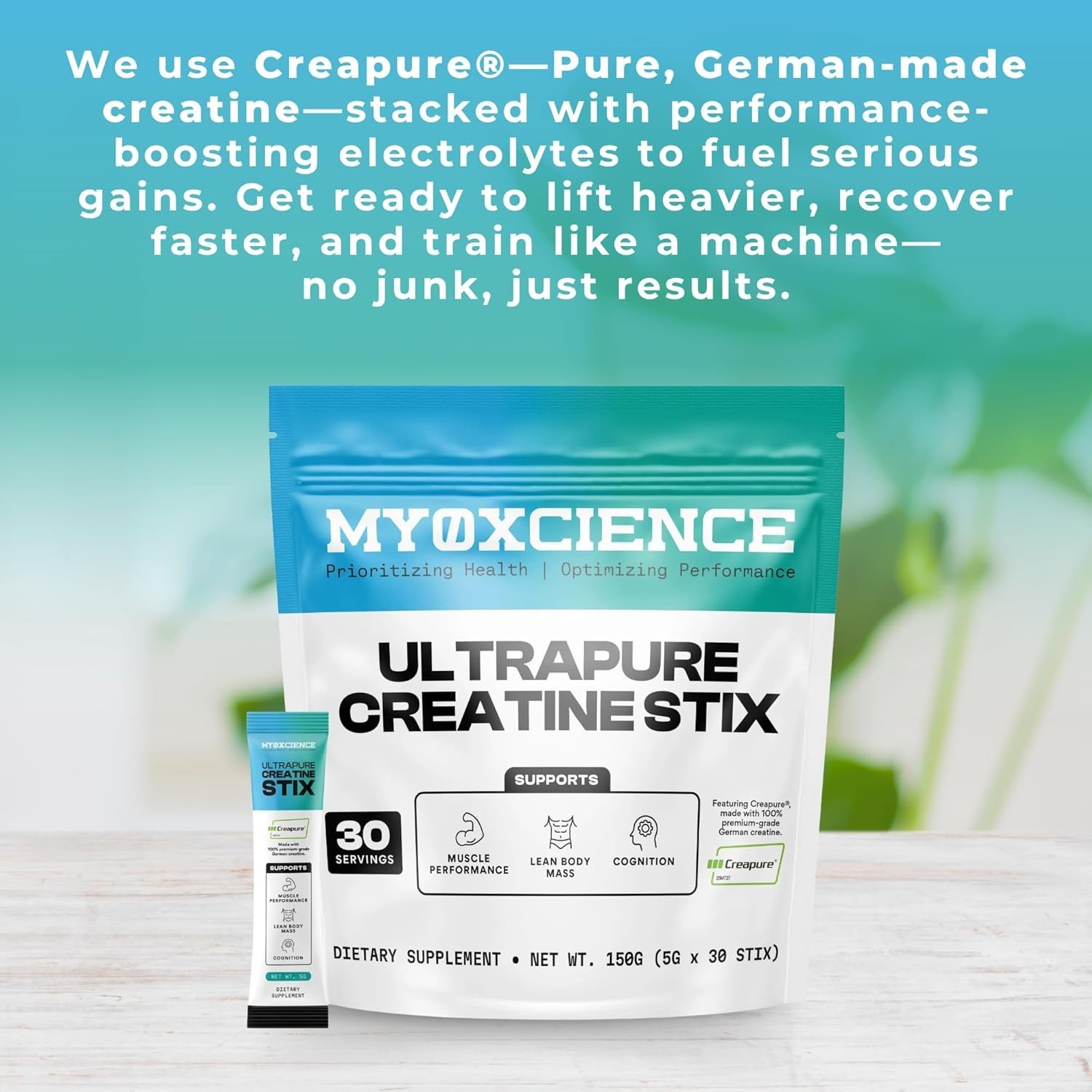 Myoxcience Ultrapure Creatine Stix – 5g of German Creatine Monohydrate – 30ct.