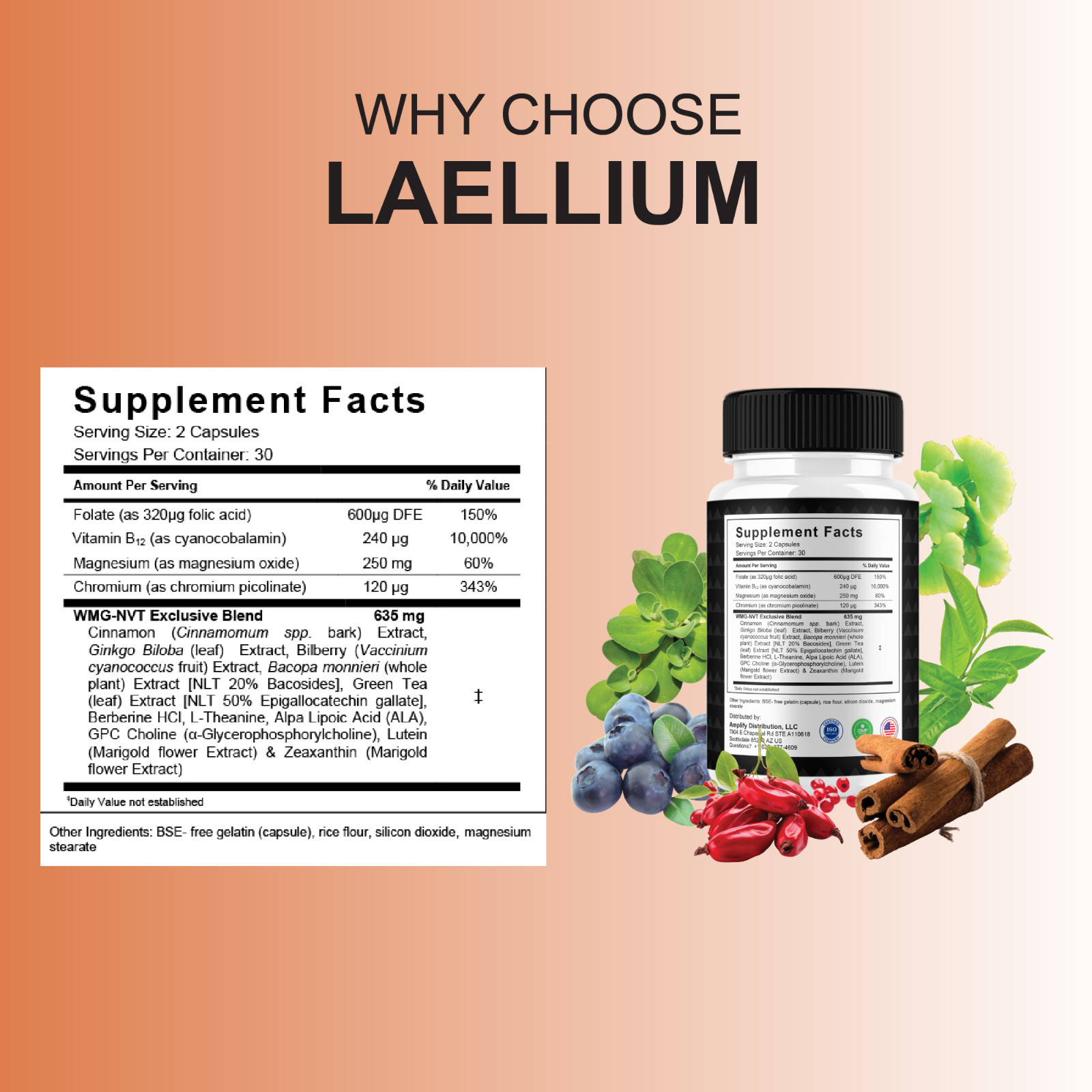 (3 Pack) Laellium Advanced Pills, Laellium Daily Vitamin Formula (180 Capsules)