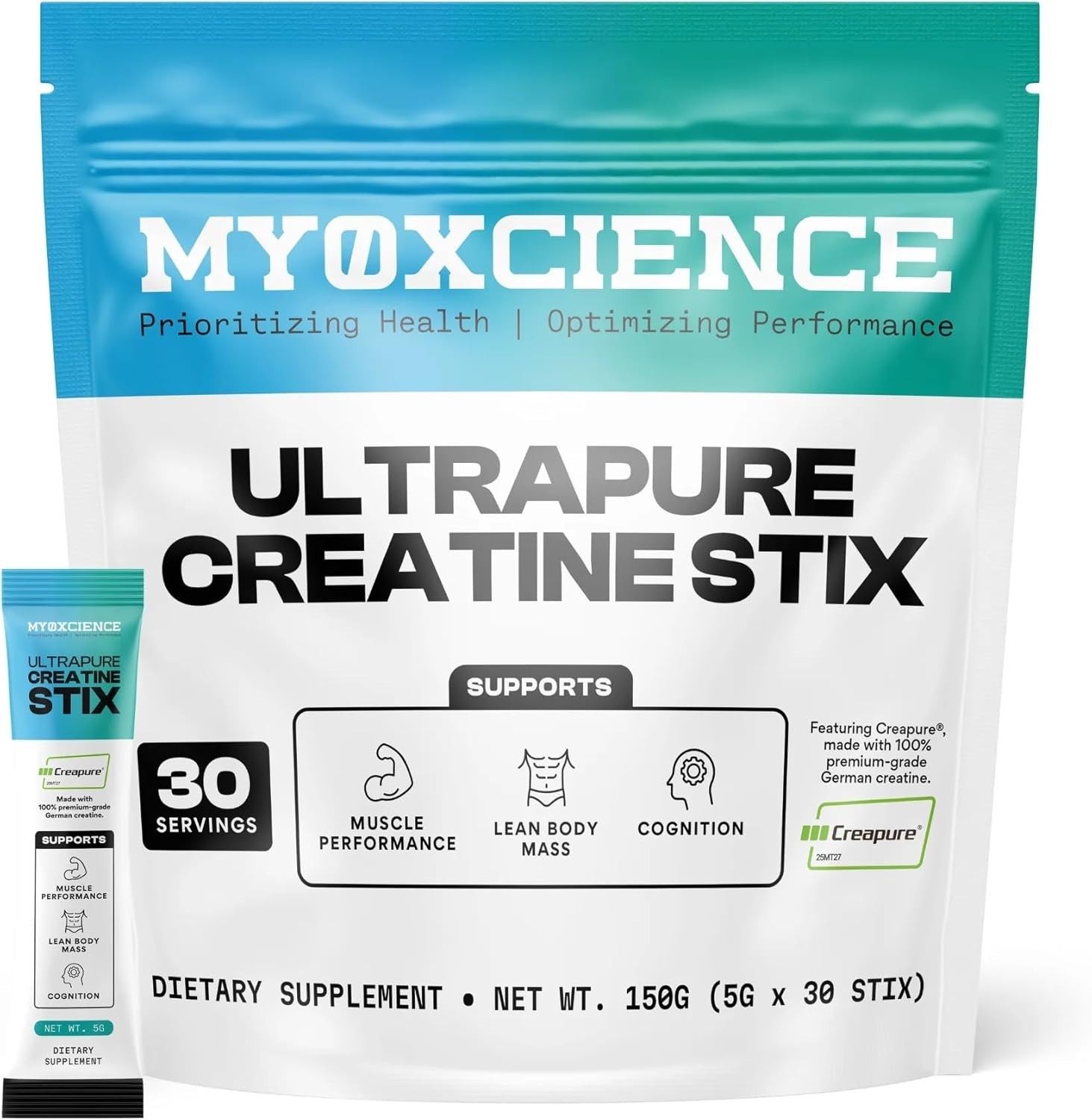 Myoxcience Ultrapure Creatine Stix – 5g of German Creatine Monohydrate – 30ct.