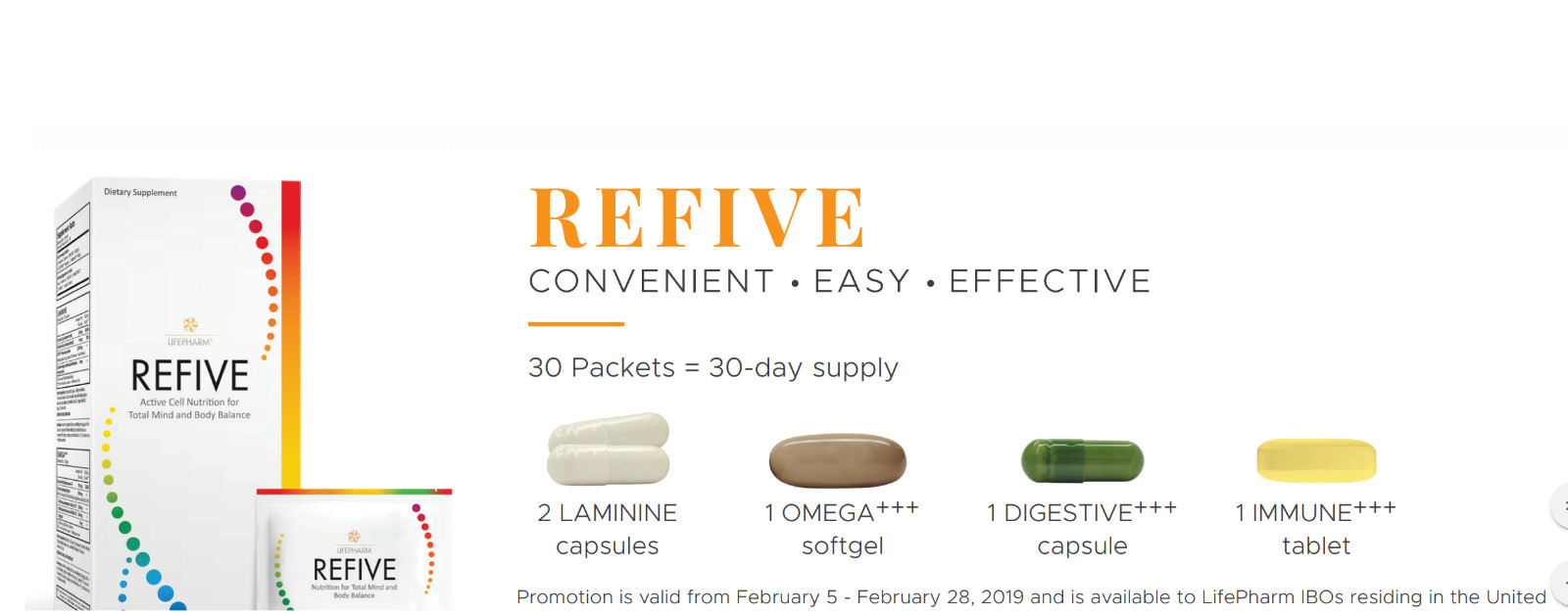 REFIVE Pack LifePharm – (30 Packets are inside) – Expiration / 2026