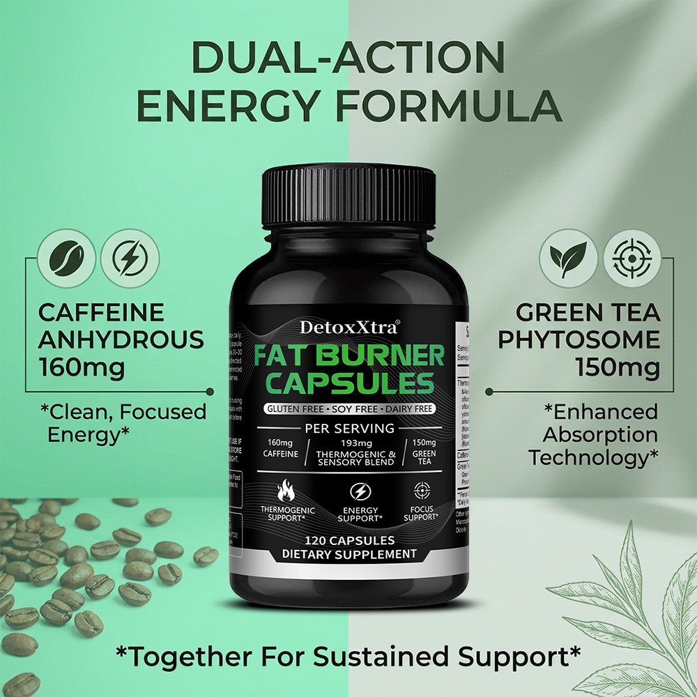 Fat Burner Complex | Caffeine + Green Tea for Metabolism 30/60/120 Caps