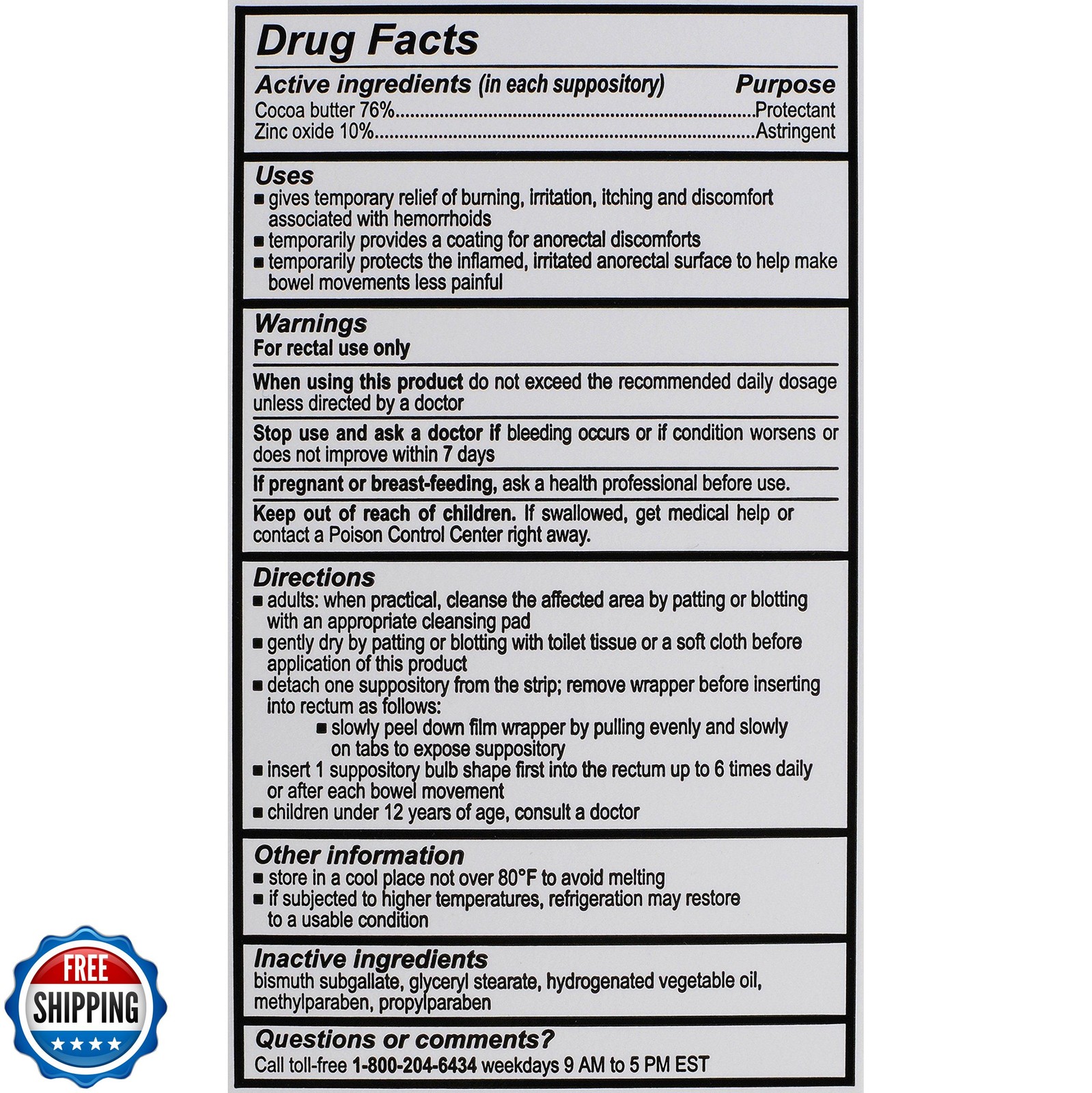 Calmol 4 Hemorrhoidal Suppositories with Soothing Natural Ingredients, 24 Cou