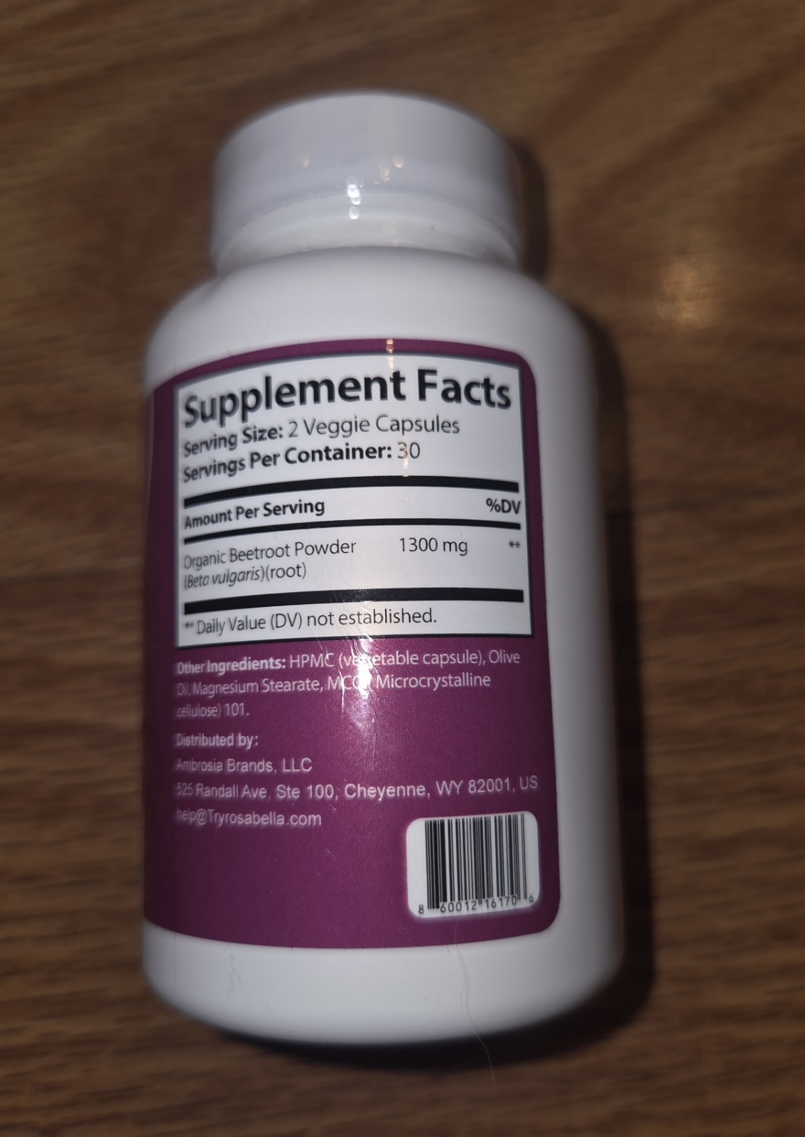 Organic Beet Root Capsules – 1300mg Beet Root 60 Capsules, 30-Day Supply