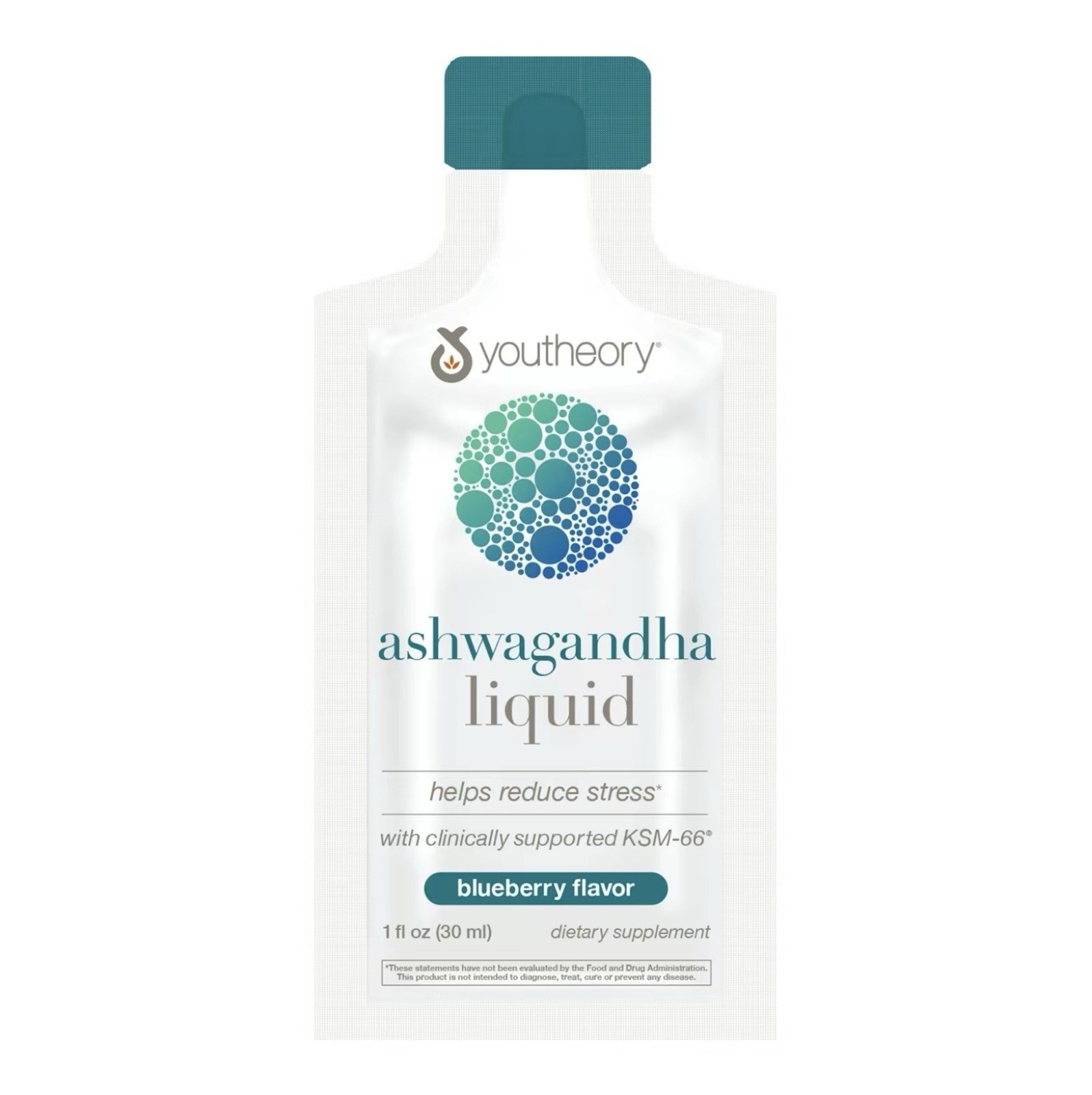 YOUTHEORY – ASHWAGANDHA (KSM-66) DAILY LIQUID PACKETS – BLUEBERRY FLAVOR 12 CT