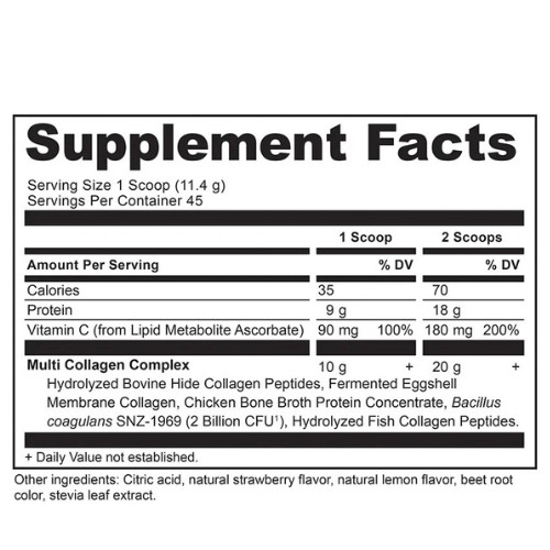 Multi Collagen Protein Powder, Strawberry Flavor – 18.1 Oz (513 Grams) PACK OF 2