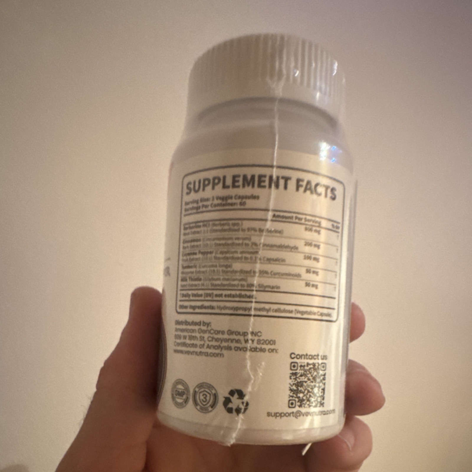 VEV Berberine 1200mg Cinnamon Turmeric Milk Thistle 60 Caps Exp 4/2028