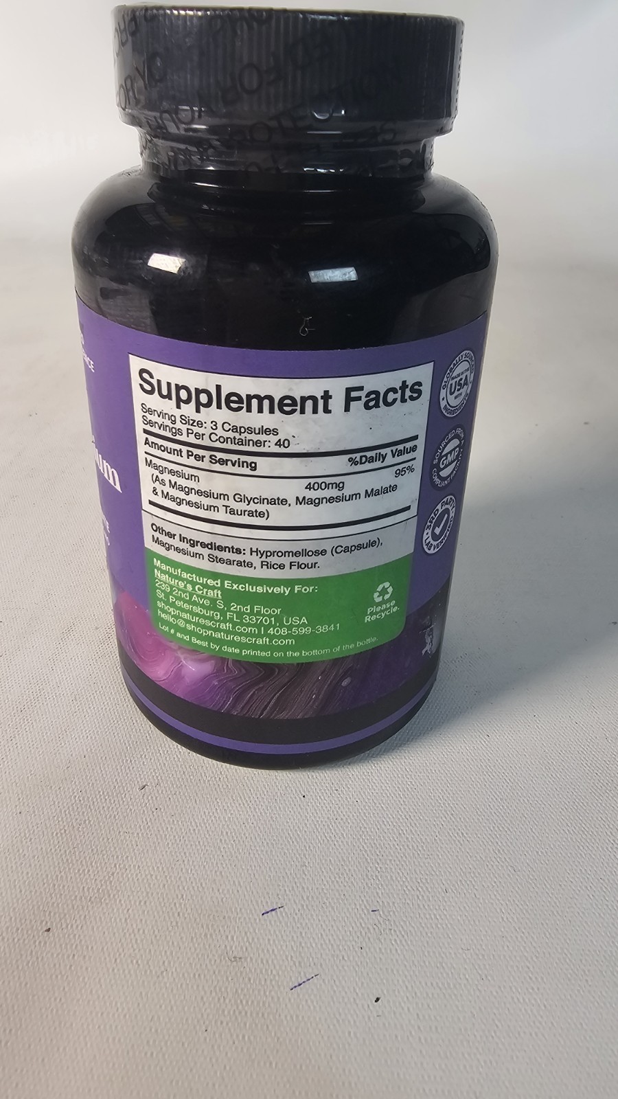 Triple Magnesium Complex Supplement 400mg Per Serving – High Absorption 8/2028