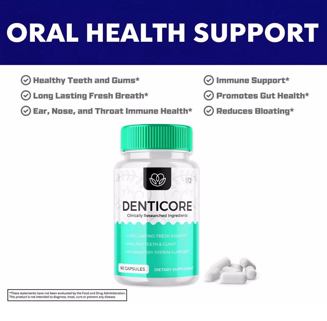 Denticore✨Oral Probiotic✨Denti Core for Gum & Teeth Health✨60 Capsules✨Exp 9/26