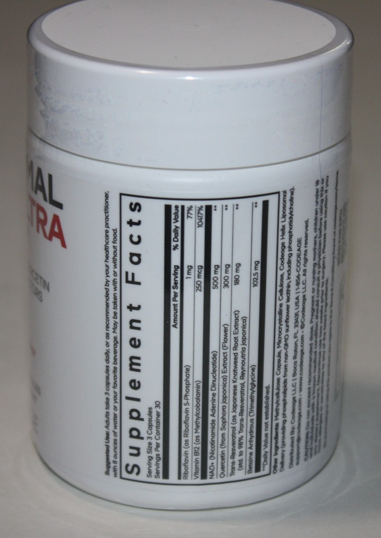 Codeage Liposomal NAD+ Ultra SPORT Resveratrol Code Age 90 caps Exp 08/28 NEW