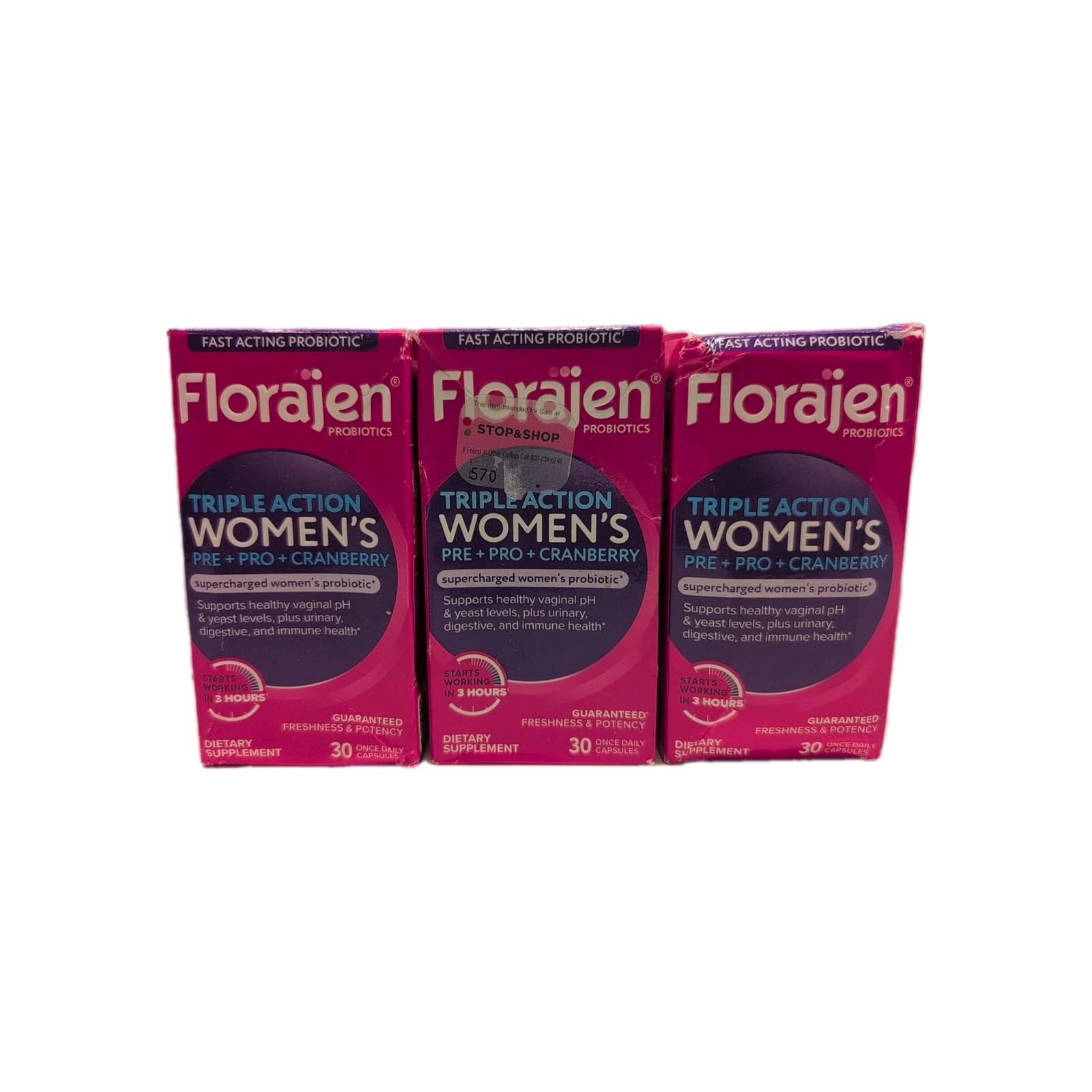 3 New Florajen Triple Action Women’s Pre + Pro – 30 Capsules Each Exp 04/30/26+