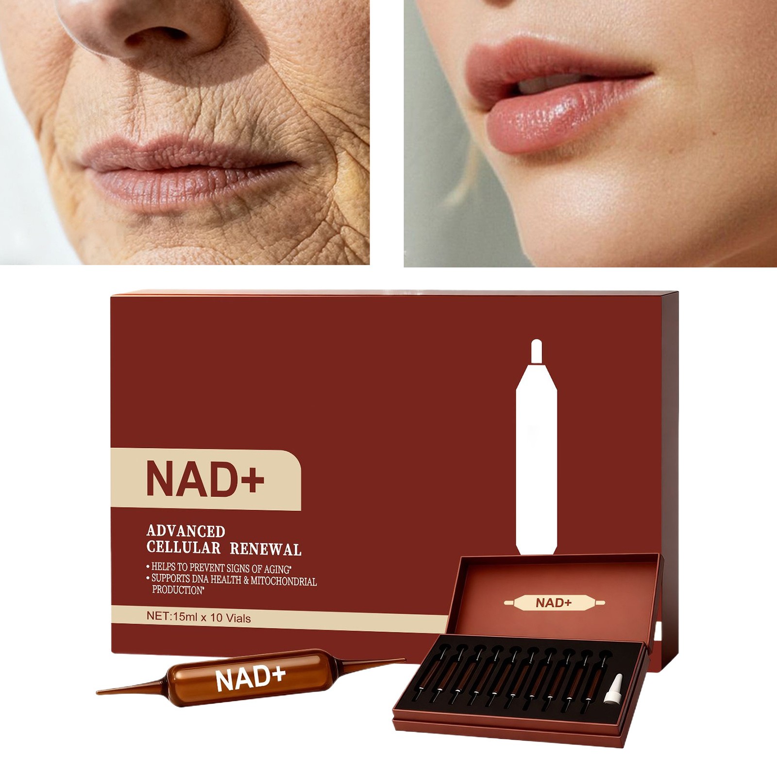 NADAdvanced Cellular Renewal 1200mg NAD+ 10 Vials 15ml Skin Supplement Formula
