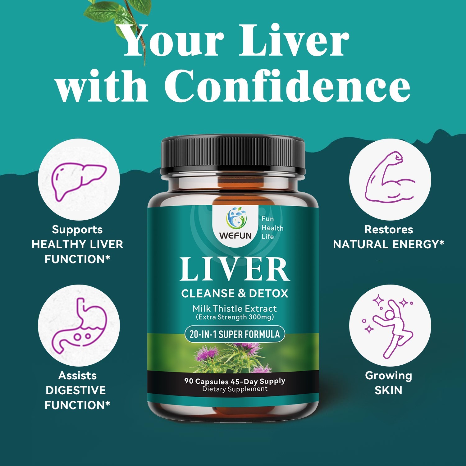 Liver Cleanse Detox & Repair Formula with Premium Milk Thistle – 45 Day Supply