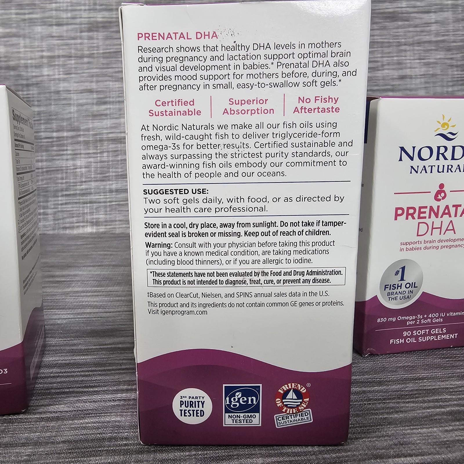 3 Pack Nordic Naturals Prenatal DHA Omega 3 & D3 360 Soft Gels Exp 2027/2028