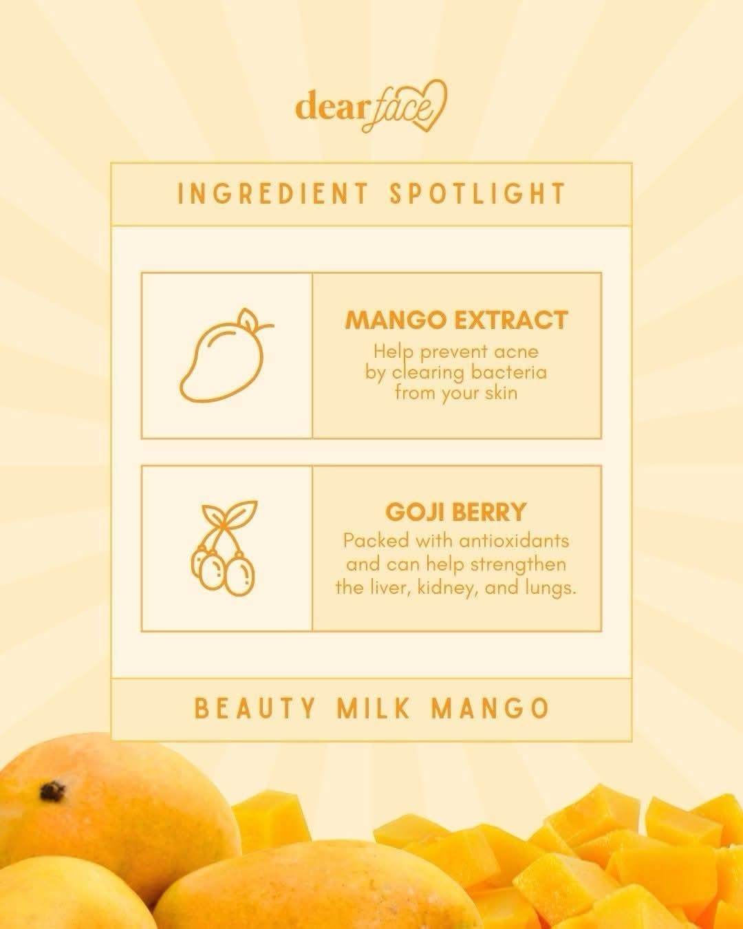 Dear Face Beauty Milk Premium Japanese Sweet Mango Drink 10 Sachets