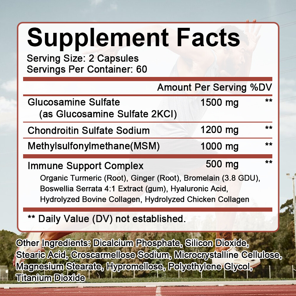 Glucosamine Chondroitin Turmeric, MSM 4200mg – Triple Strength Joint Support