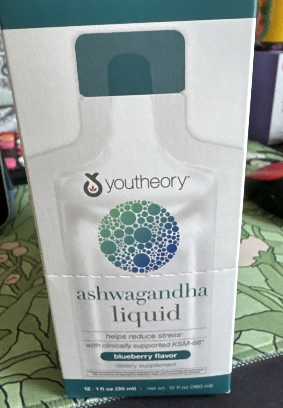 Youtheory Ashwagandha Liquid Blueberry 12x1oz KSM-66 Packets
