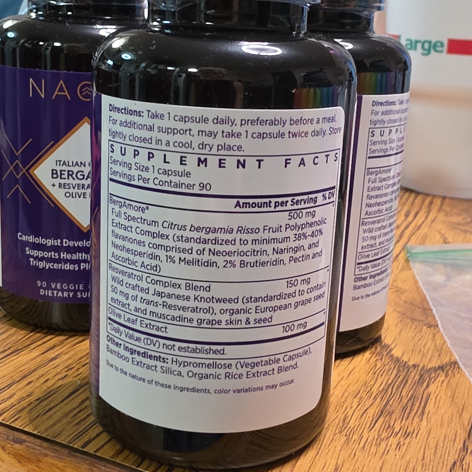 NAOMI Italian Citrus Bergamot 500mg w/ Resveratrol – 90 Capsules Each Bottle