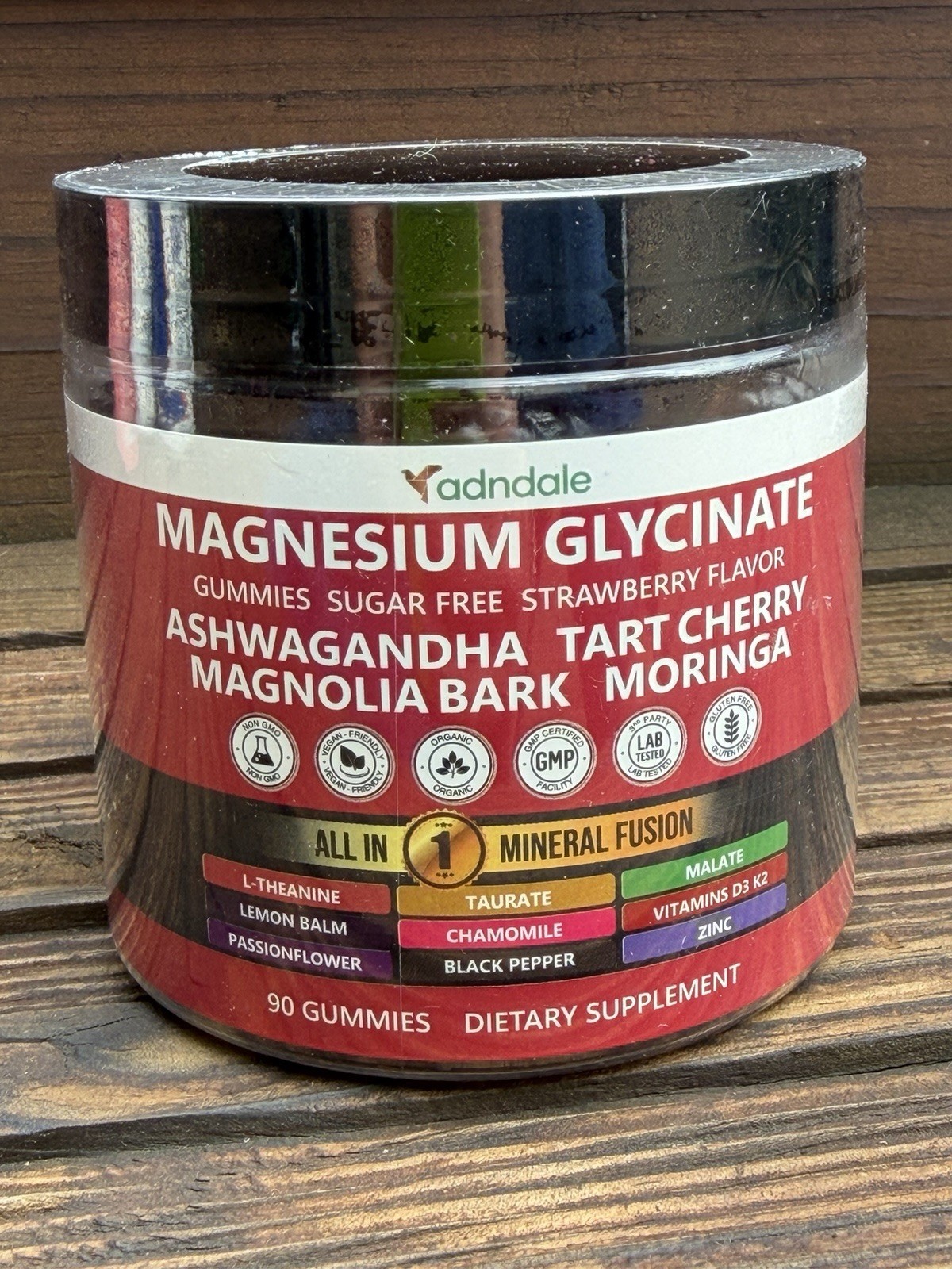 adndale Magnesium Glycinate Gummies – Strawberry – Sugar Free – 90 Gummies