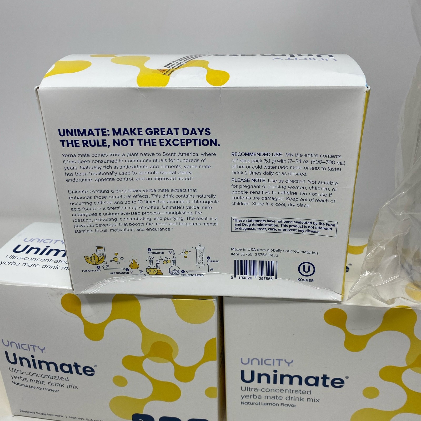 Unicity Unimate Lemon Ultra-Concentrated Drink Mix 90 Sachets + Bottle