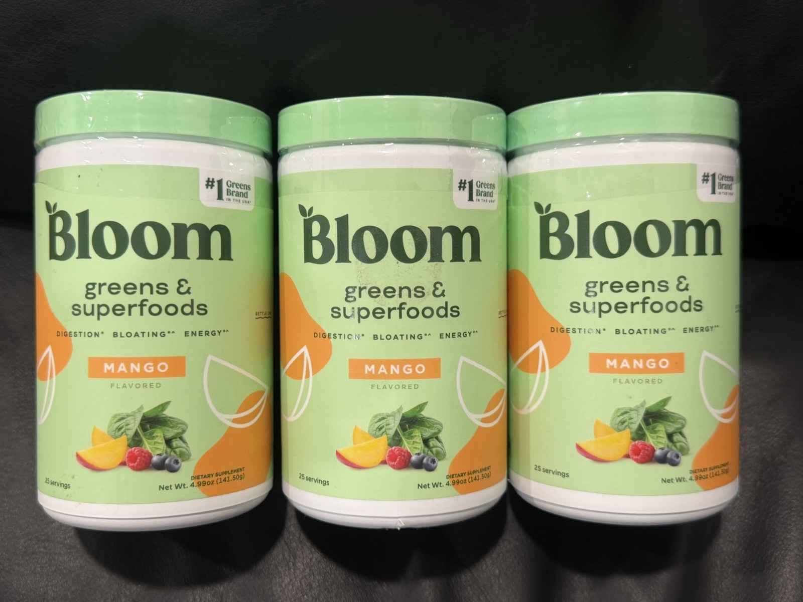 3 pk Bloom Greens & Superfoods Mango Flavor Powder 4.99oz Dietary Supplem 10/26