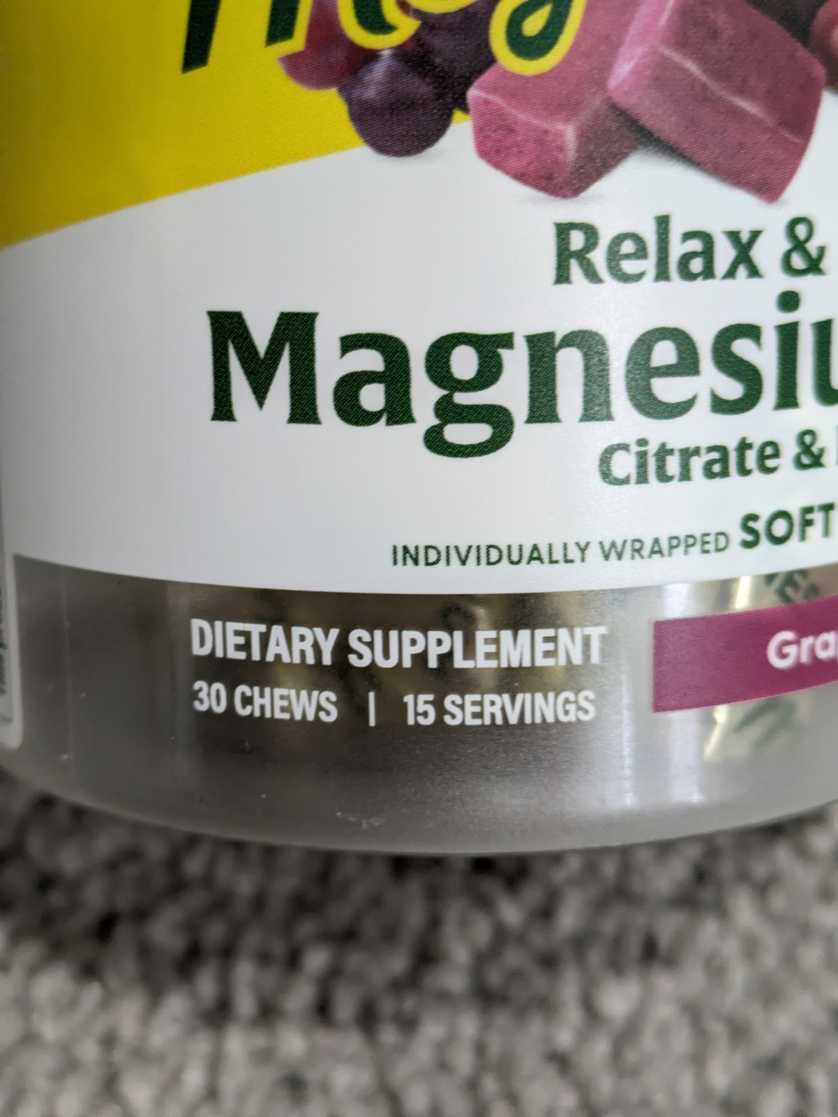 3 Lot MegaFood Relax & Calm Magnesium Grape Soft Chews 30 Count EXP 02/27 Sealed