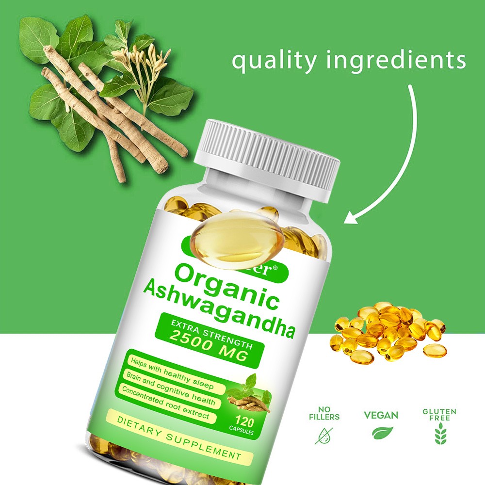 Organic Ashwagandha Capsules Improve Mood Improve Attention Energy 30-120 Pills