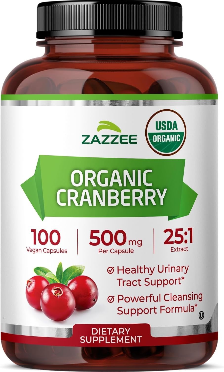 USDA Organic Cranberry Capsules 12500mg 25:1 Extract UTI Bladder Support USA