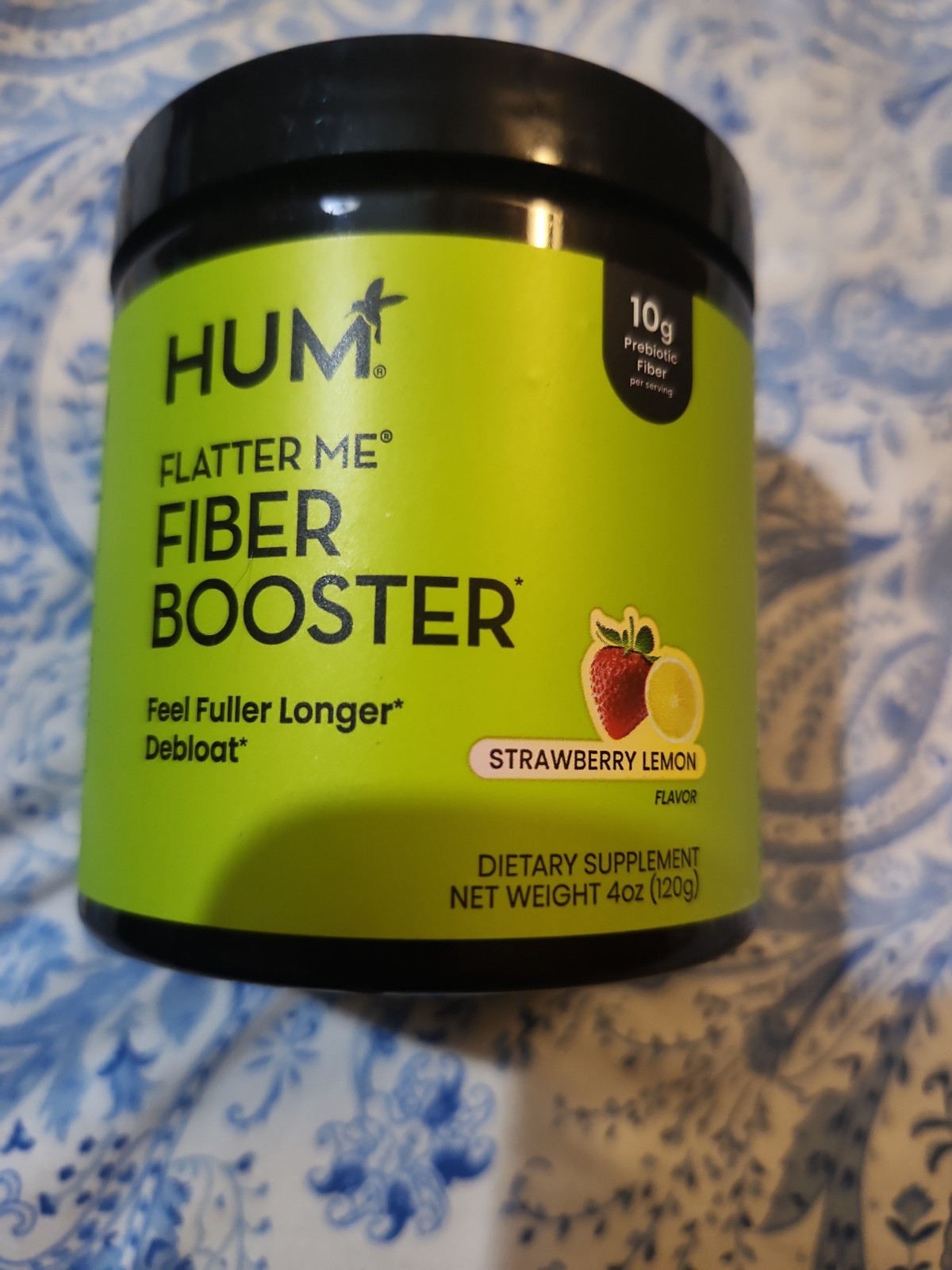 HUM Flatter Me Fiber Booster Powder Strawberry Lemon Prebiotic Debloat 4oz