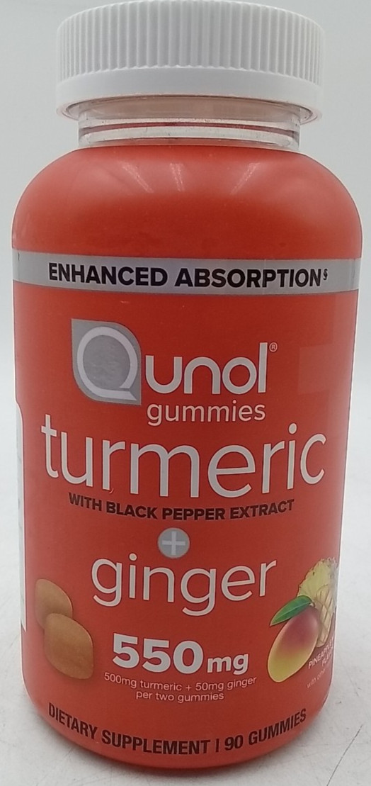 Qunol Gummies Turmeric + Ginger with Black Pepper, 90 Gummies Exp 06/2027