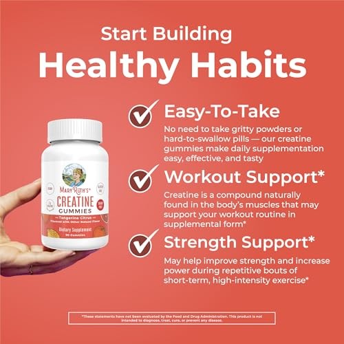 MaryRuth’s Creatine Gummies | 3g Creatine | Tangerine Citrus | Vegan, Sugar Free