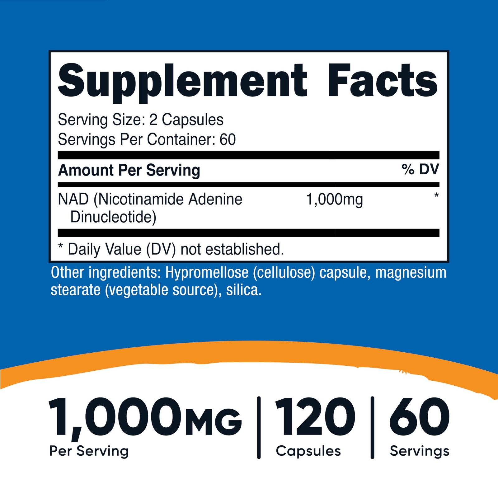 Nutricost NAD+ Supplement 1,000mg per Serving,120 120 Count (Pack of 1)