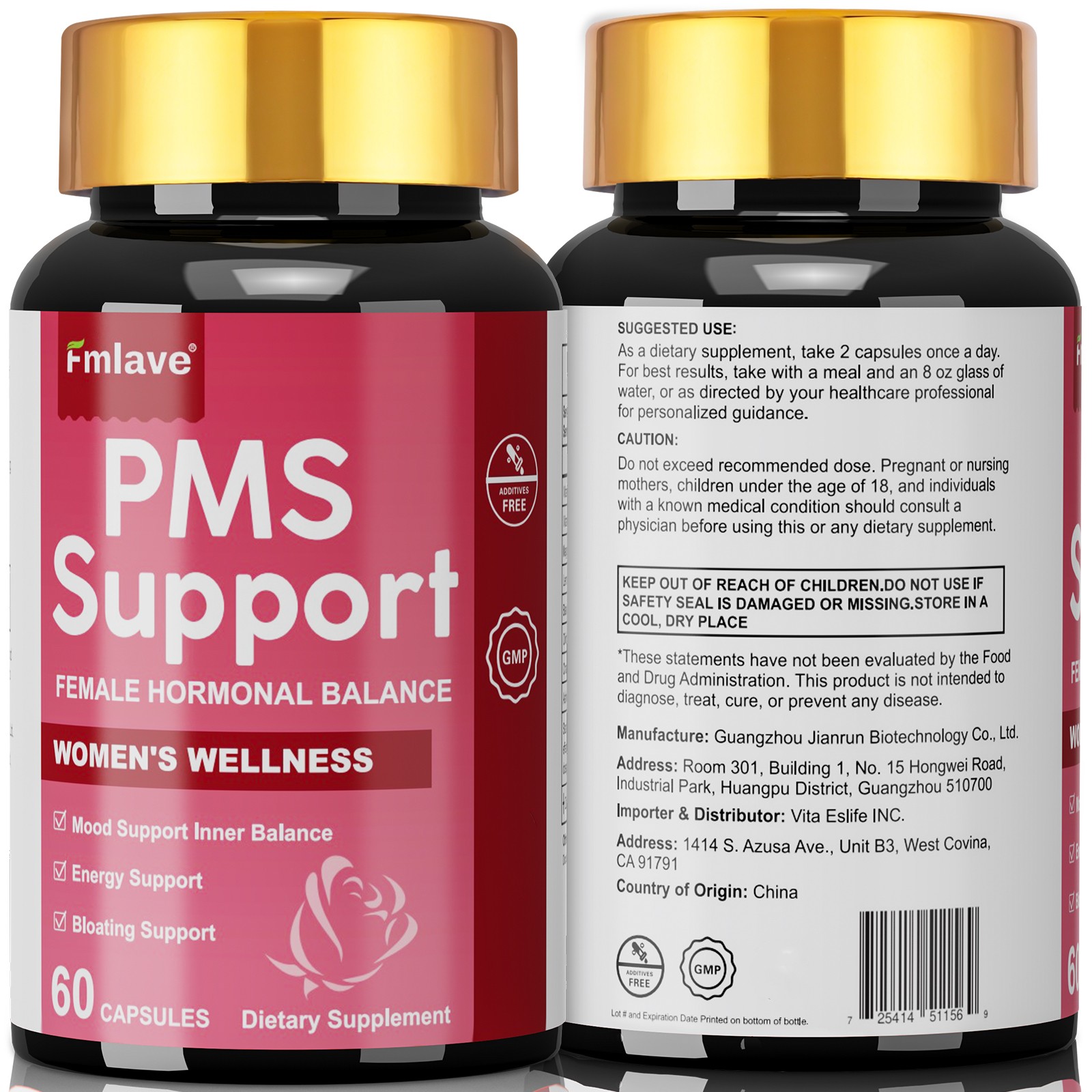 PMS Support Supplement for Women with PMS Relief Hormone Balance Period 60 caps
