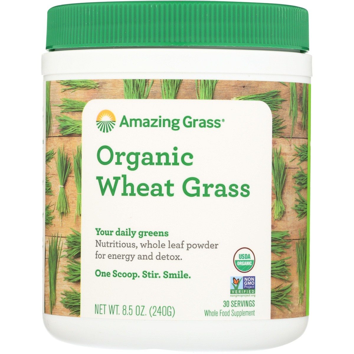 Organic Wheat Grass Powder By Amazing 8.5 Oz Greens Supplement 1 Pack