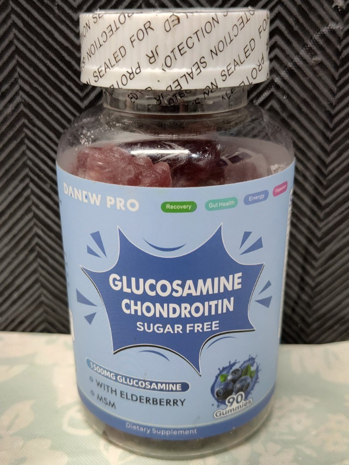 Dancw pro glucosamine chondroitin sugar free 1500mg elderberry 90ct gummies b60
