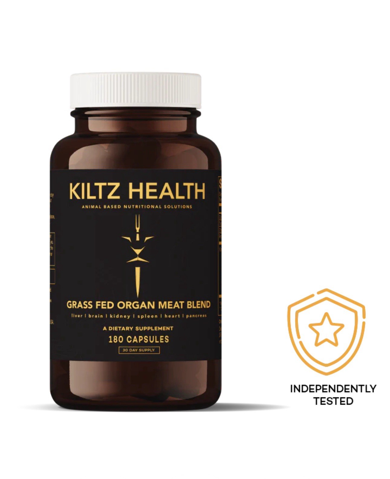 Kilts Health Grass Fed Organ Meat Blend Dietary Supplement 180 Capsules