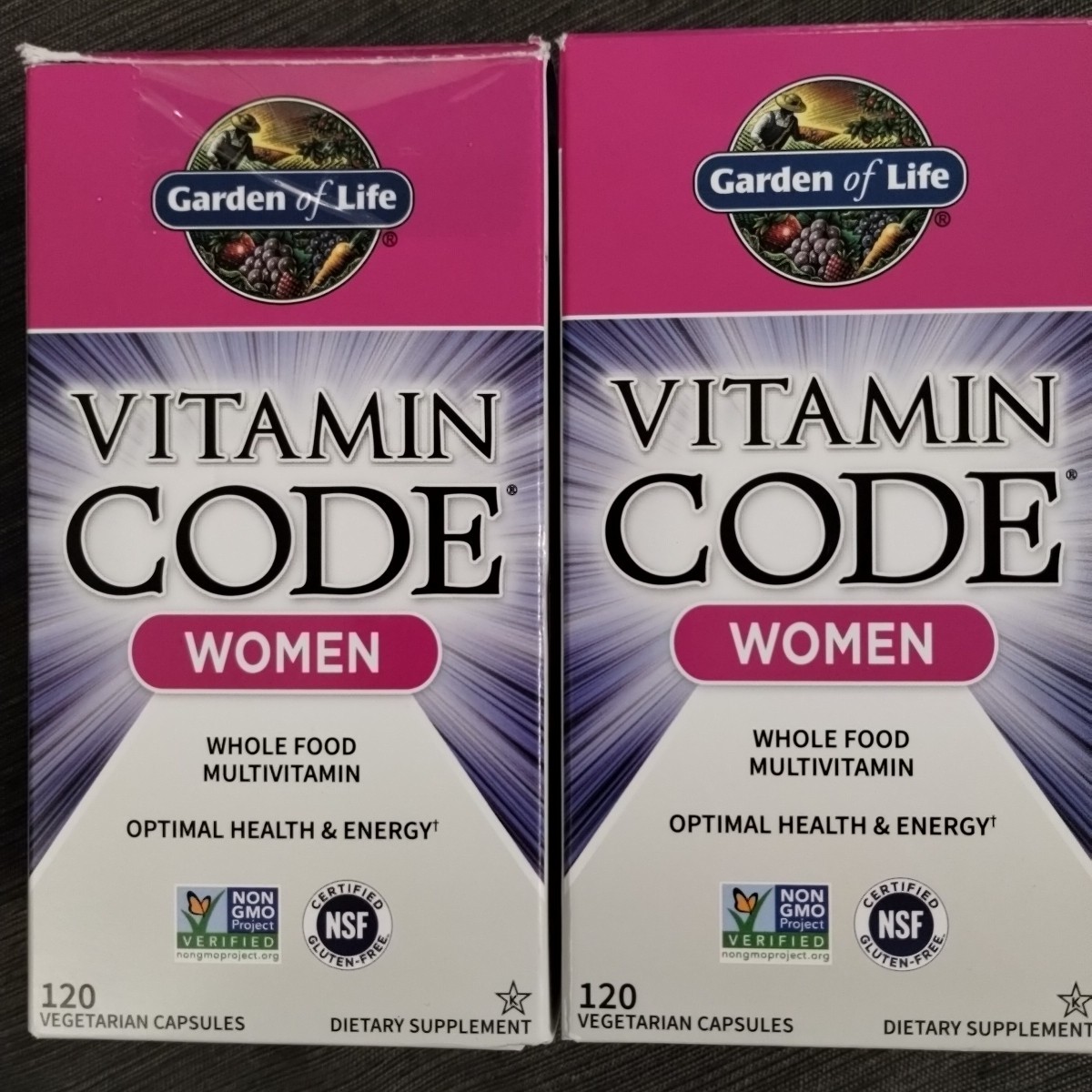 (2) Garden of Life Vitamin Code Women Whole Good Multivitamin, 120 Caps Ea 12/26