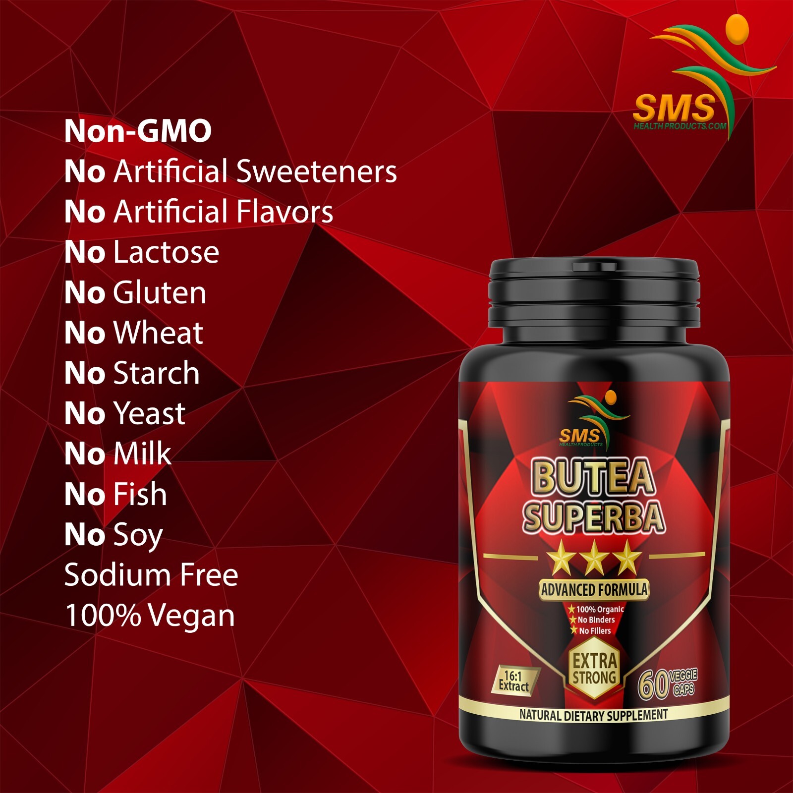 3 X Organic Butea Superba Red Kwao Krua 1000mg DAILY Veg Caps Men’s Health 180