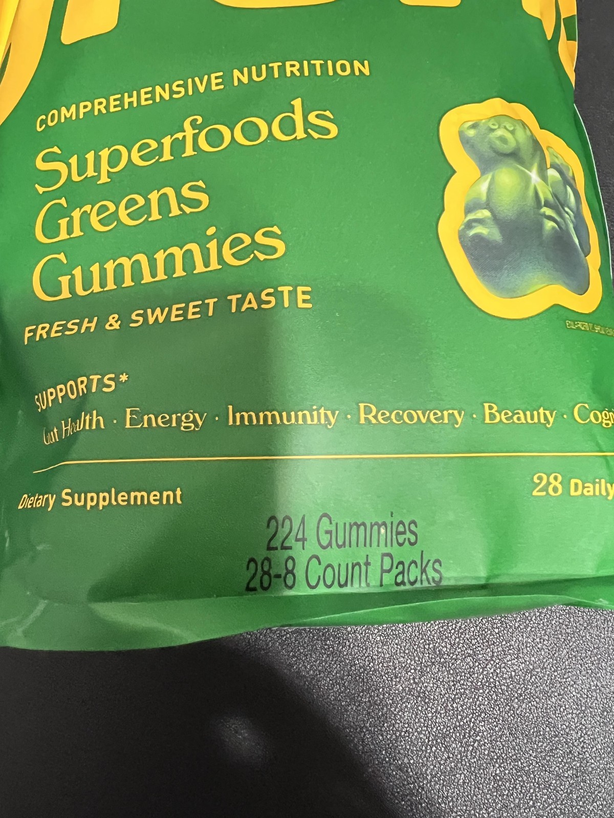 Grüns Superfoods Greens Gummies 224 Count 28 Packs Gluten Free Supplement NEW