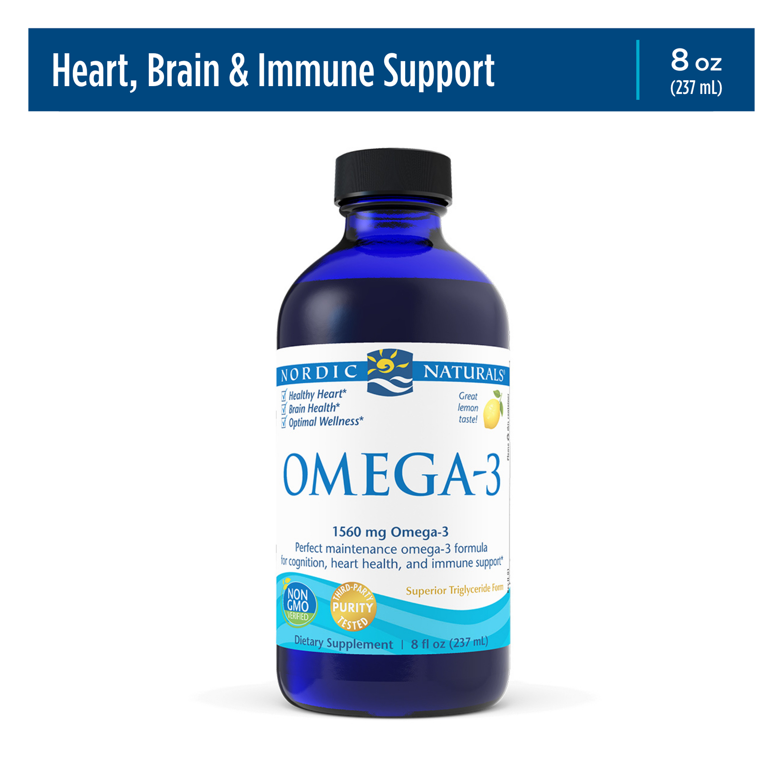 Nordic Naturals Omega-3 Lemon – Cognition, Heart Health, and Immune Support 8 Oz