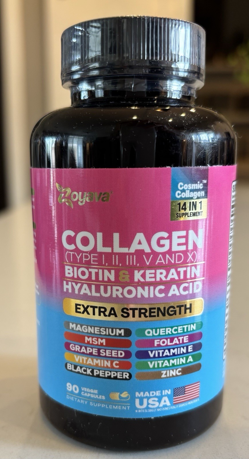 Zoyava Collagen Biotin Keratin Hyaluronic Acid Capsules 90 Ct Exp. 04/29 Sealed