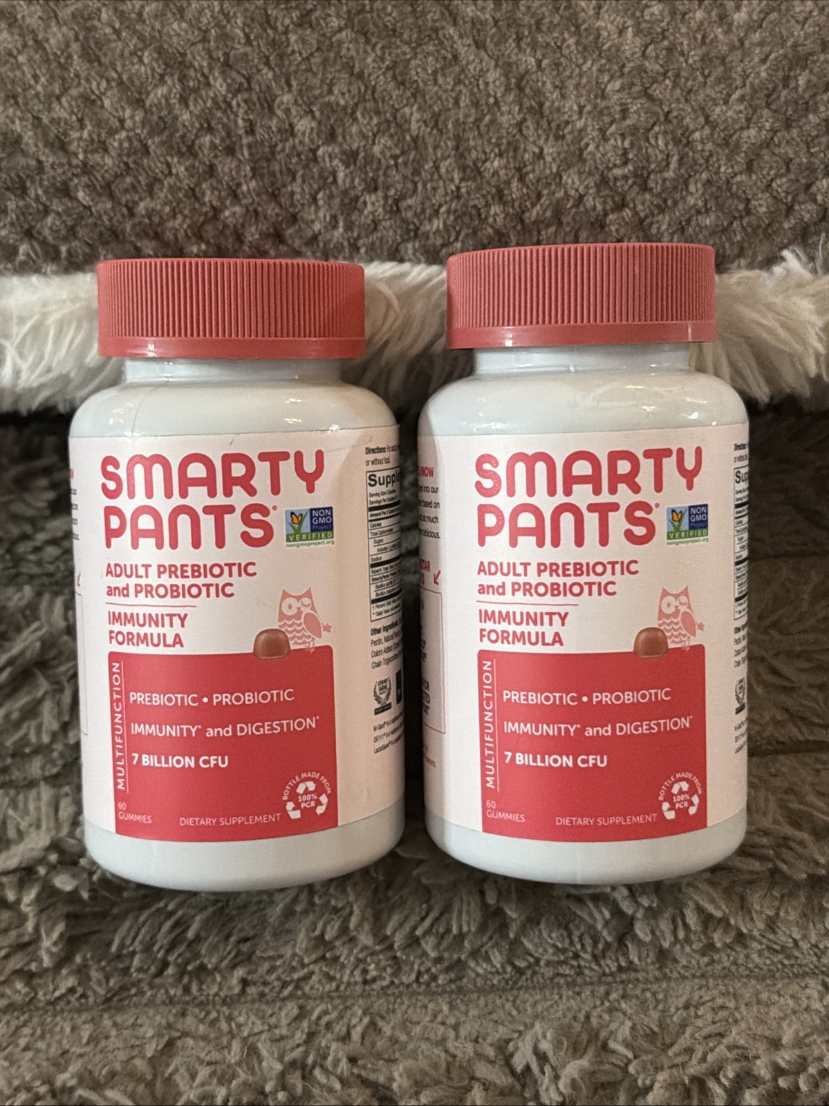 2x SmartyPants Adult Pre-Probiotic Immunity Strawberry 60 Gummies Exp 07/26